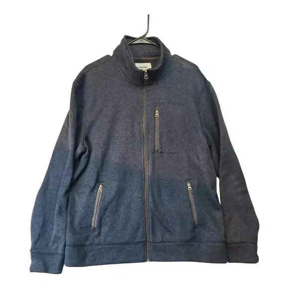 Sonoma Men’s XL Dark Blue Full Zip Fleece Jacket Stand Collar 3 Zip Pockets - Picture 3 of 10